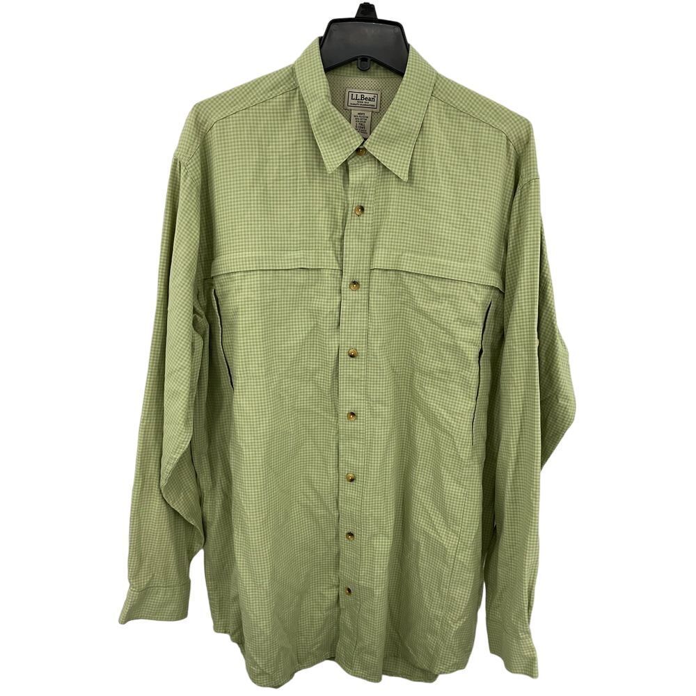 L.L Bean Men's Fishing Long Sleeve Shirt Size Large Color Green Pre-Owned‎